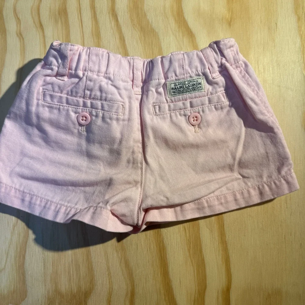 Polo Ralph Lauren Girls Classic Chino Shorts Pink Elastic Waist Bottoms Size 5